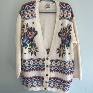 Pink Vintage Granny Cottagecore Hand Embroidered Cardigan Kawaii‎ Kai L